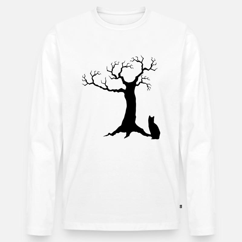 Baum Katze cat Katzen - Männer Premium Bio Langarmshirt - Weiß