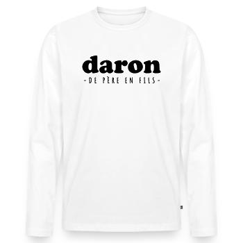 Daron de père en fils - T-shirt manches longues Premium bio Homme - blanc - Devant - Nico (187cm)