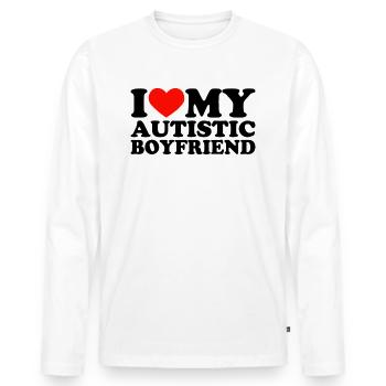 I Love My Autistic Boyfriend I Heart My BF - T-shirt manches longues Premium bio Homme - blanc - Devant - Nico (187cm)