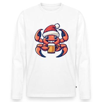 crabe crabe bière de Noël drôle - T-shirt manches longues Premium bio Homme - blanc - Devant - Nico (187cm)