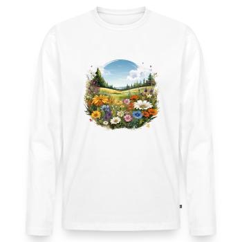 Colorful flower meadow in summer - Men's Premium Organic Long Sleeve Shirt - white - Front - Nico (187cm)
