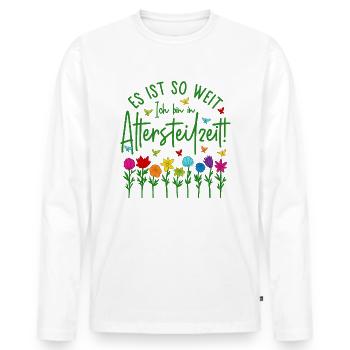 Altersteilzeit Garten bunte Blumen Ruhestand Rente - Männer Premium Bio Langarmshirt - Weiß - Vorne - Nico (187cm)