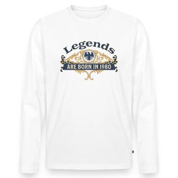 Legends Are Born in 1980 Geburtstag Geschenkidee - Männer Premium Bio Langarmshirt - Weiß - Vorne - Nico (187cm)