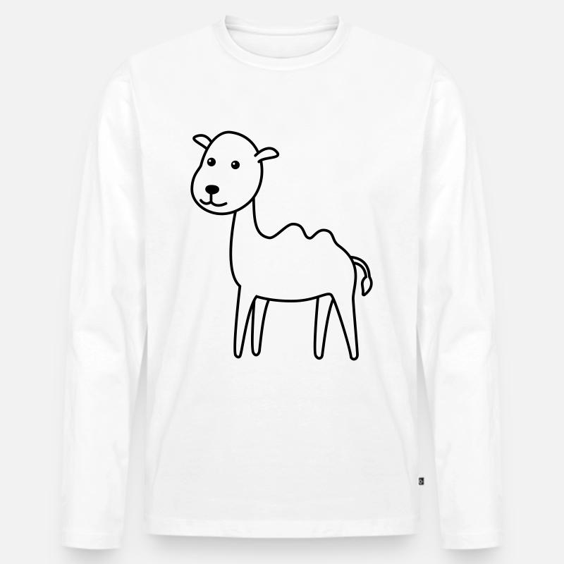 Kamel Comic - Männer Premium Bio Langarmshirt - Weiß