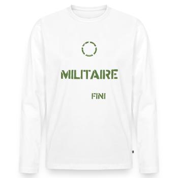 Militaire citation motivation armée - T-shirt manches longues Premium bio Homme - blanc - Devant - Nico (187cm)
