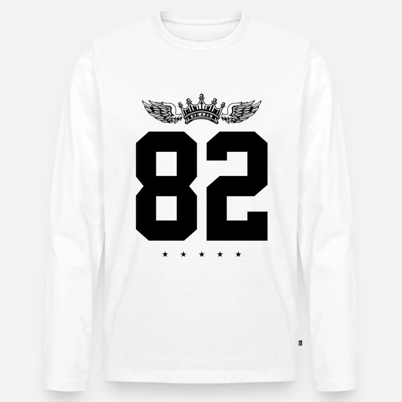 82 Zahl Krone - Männer Premium Bio Langarmshirt - Weiß