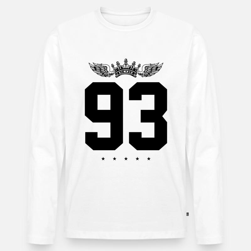 93 Zahl Krone - Männer Premium Bio Langarmshirt - Weiß