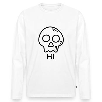 Crâne - Salut - T-shirt manches longues Premium bio Homme - blanc - Devant - Nico (187cm)