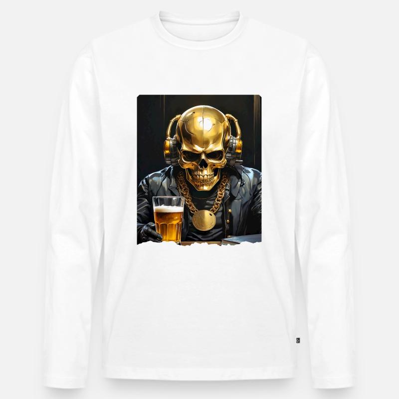 Bier Skull 0.7 - Männer Premium Bio Langarmshirt - Weiß