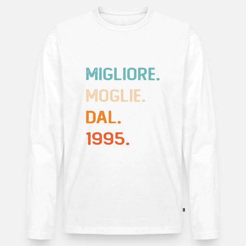 Ehefrau seit 1995 - Männer Premium Bio Langarmshirt - Weiß