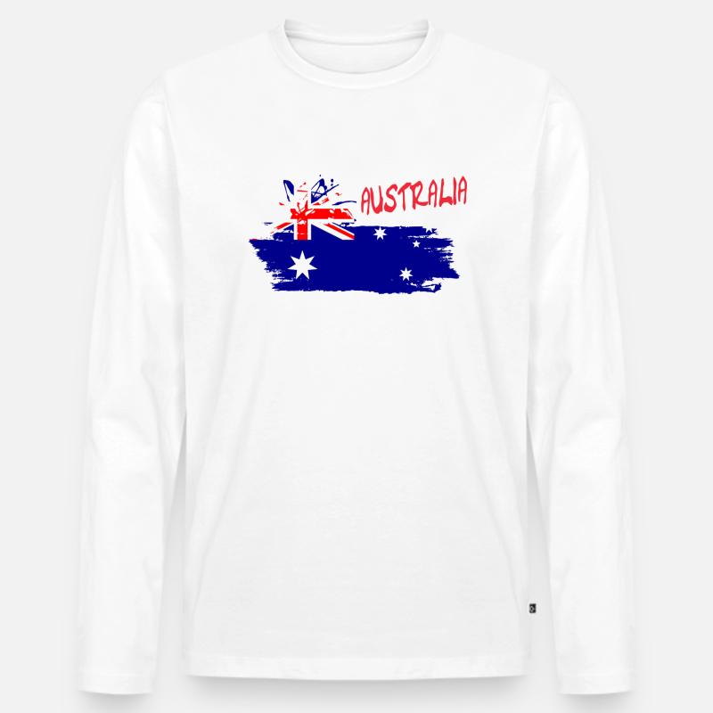 Australien, Down Under - Männer Premium Bio Langarmshirt - Weiß