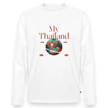 Ma Thaïlande touche ton âme - T-shirt manches longues Premium bio Homme - blanc - Devant - Nico (187cm)