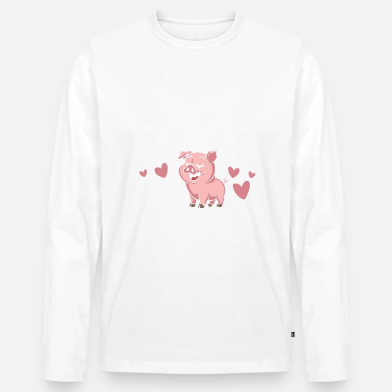Schwein Tier - Männer Premium Bio Langarmshirt - Weiß