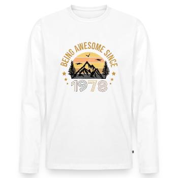 Being Awesome Since 1978 - Geschenkidee - Männer Premium Bio Langarmshirt - Weiß - Vorne - Nico (187cm)