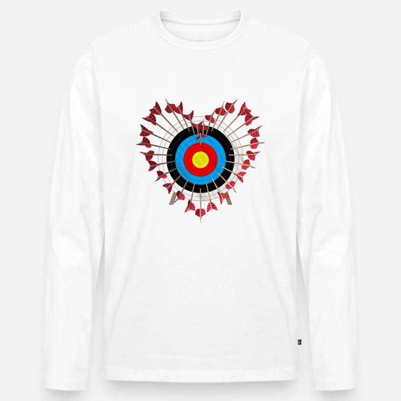 Zielscheibe Herzchen - Männer Premium Bio Langarmshirt - Weiß