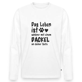Dackel machen das Leben schöner - Männer Premium Bio Langarmshirt - Weiß - Vorne - Nico (187cm)