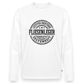Letzter Fliesenleger Absolute Seltenheit - Männer Premium Bio Langarmshirt - Weiß - Vorne - Nico (187cm)