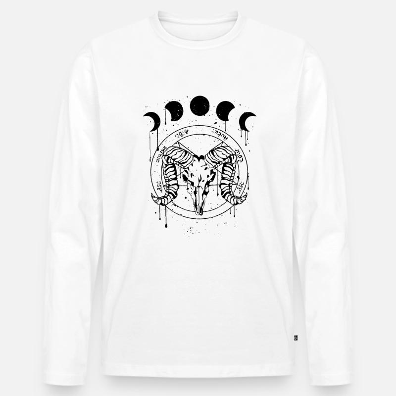 Occult Devil Grunge Gothic Aesthetic - Männer Premium Bio Langarmshirt - Weiß