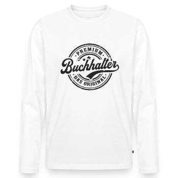 Buchhalter Original Lustiges Buchhaltung - Männer Premium Bio Langarmshirt - Weiß - Vorne - Nico (187cm)