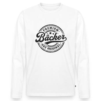 Bäcker das Original Lustiges Bäckerei - Männer Premium Bio Langarmshirt - Weiß - Vorne - Nico (187cm)