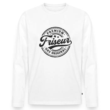 Friseur Original Frisör Friseursalon Friseurin - Männer Premium Bio Langarmshirt - Weiß - Vorne - Nico (187cm)