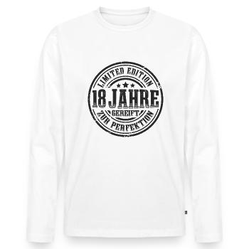 18. Geburtstag Limited Edition Lustig 18 Jahre - Männer Premium Bio Langarmshirt - Weiß - Vorne - Nico (187cm)