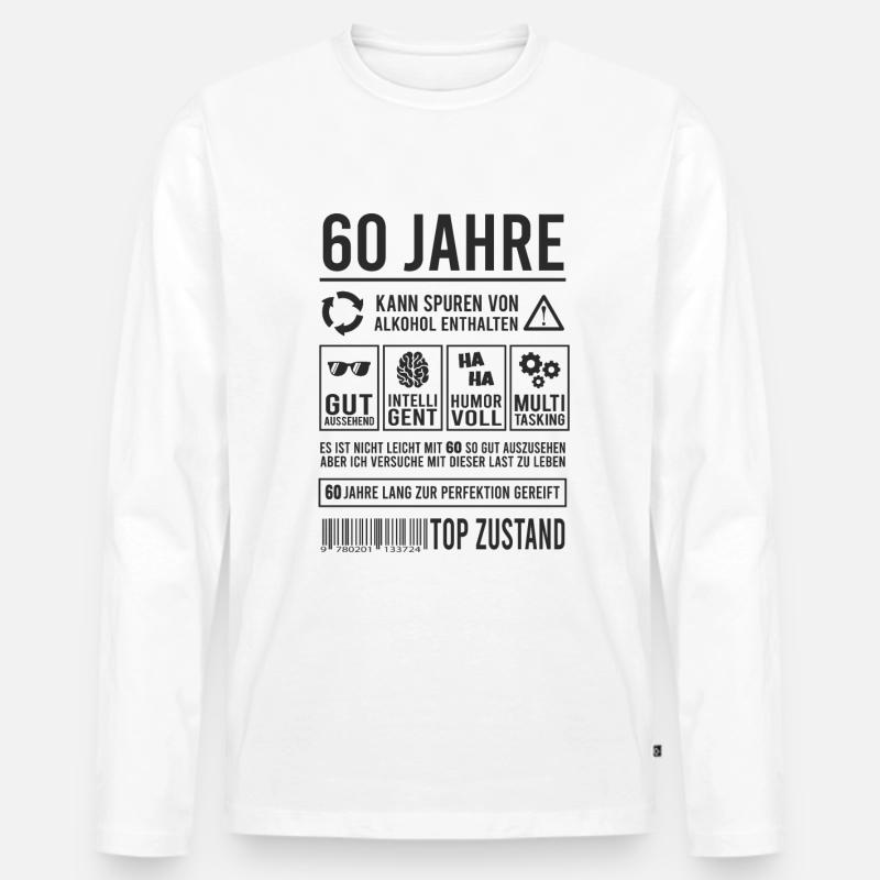 60. Geburtstag Lustig 60 Jahre Perfektion - Männer Premium Bio Langarmshirt - Weiß