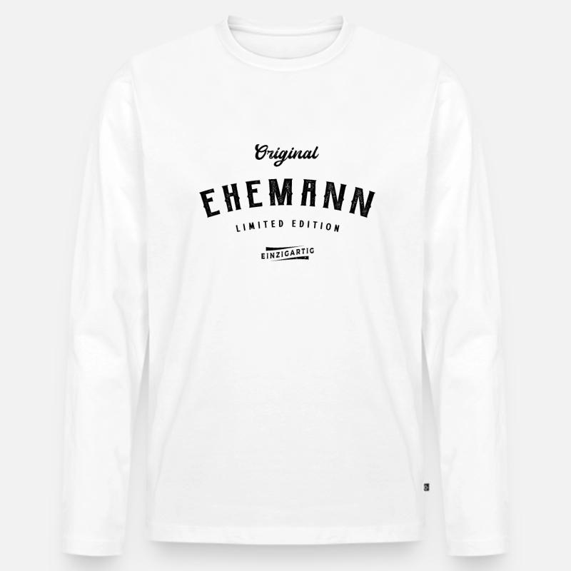 Ehemann Limited Edition - Männer Premium Bio Langarmshirt - Weiß