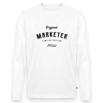 Marketer Limited Edition Lustiges Marketing - Männer Premium Bio Langarmshirt - Weiß - Vorne - Nico (187cm)