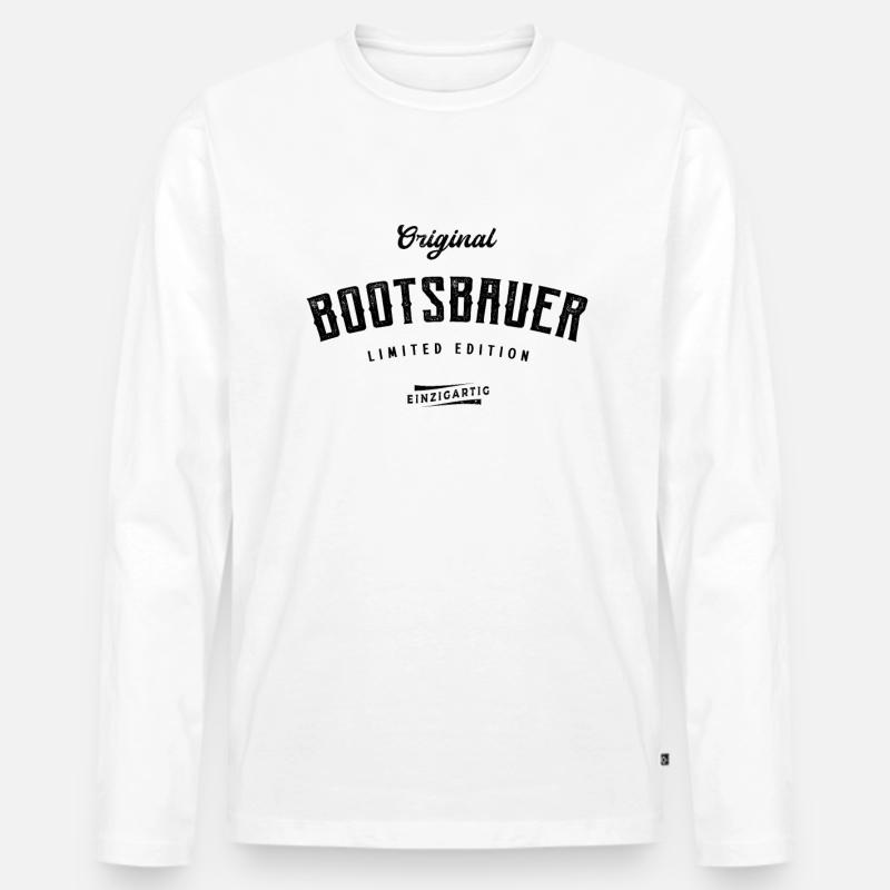 Bootsbauer Limited Edition - Männer Premium Bio Langarmshirt - Weiß