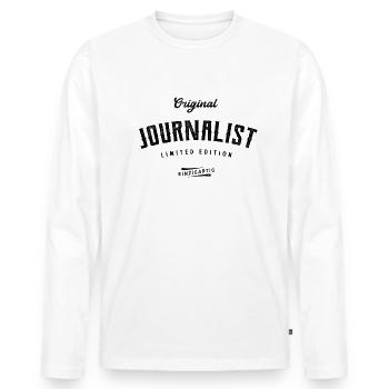 Journalist Limited Edition - Männer Premium Bio Langarmshirt - Weiß - Vorne - Nico (187cm)
