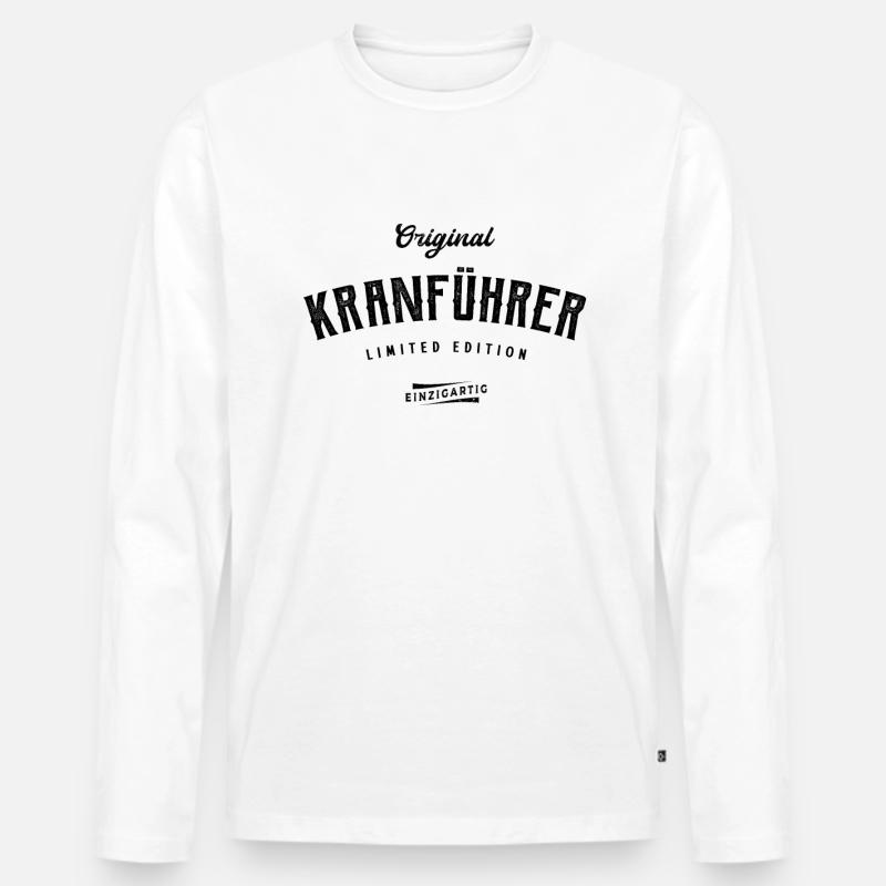 Kranführer Limited Edition - Männer Premium Bio Langarmshirt - Weiß