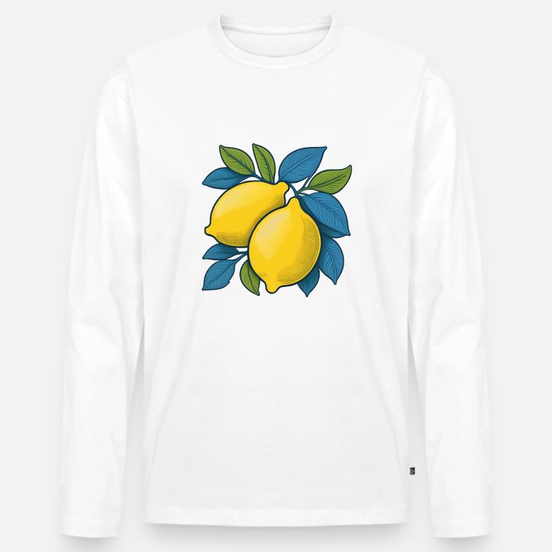 Zitrone - Männer Premium Bio Langarmshirt - Weiß