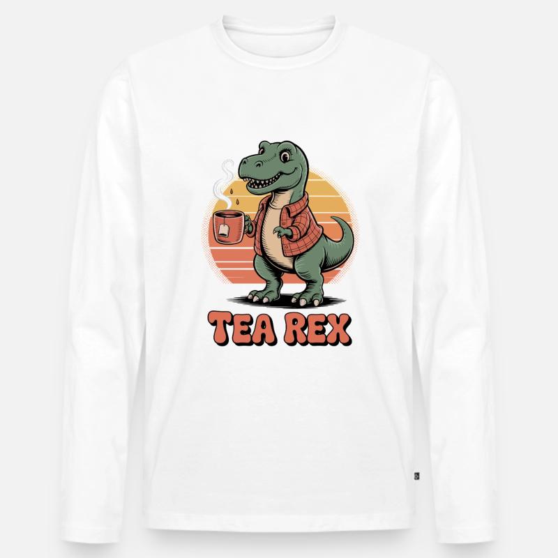 Tee-Rex-Dinosaurier - Männer Premium Bio Langarmshirt - Weiß