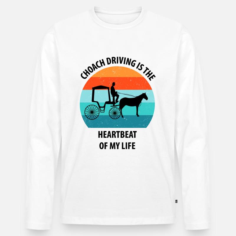 Kutscher Kutsche Pferdekutscher Kutschieren - Männer Premium Bio Langarmshirt - Weiß