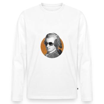 Mozart with Headphones Silent Disco Gift - Men's Premium Organic Long Sleeve Shirt - white - Front - Nico (187cm)
