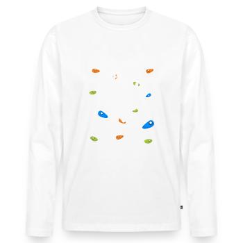 Climbing the wall - Men's Premium Organic Long Sleeve Shirt - white - Front - Nico (187cm)