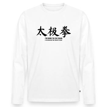 Ich praktiziere Tai Chi Chuan - Männer Premium Bio Langarmshirt - Weiß - Vorne - Nico (187cm)