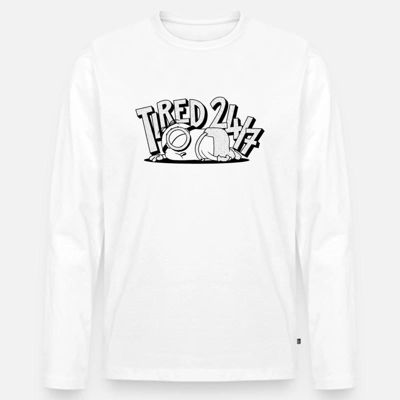 Minions Stuart Müde 24/7 - Männer Premium Bio Langarmshirt - Weiß