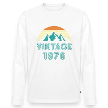 1976 - Men's Premium Organic Long Sleeve Shirt - white - Front - Nico (187cm)