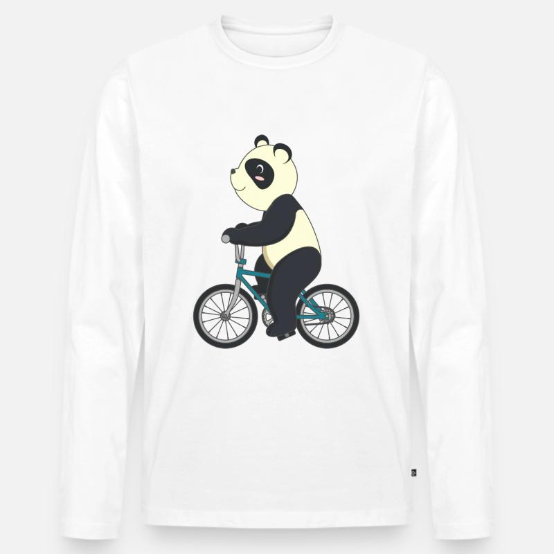 Radfahrender Panda - Männer Premium Bio Langarmshirt - Weiß