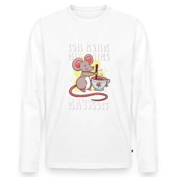 ich nehm mir eine Mauszeit - Männer Premium Bio Langarmshirt - Weiß - Vorne - Nico (187cm)