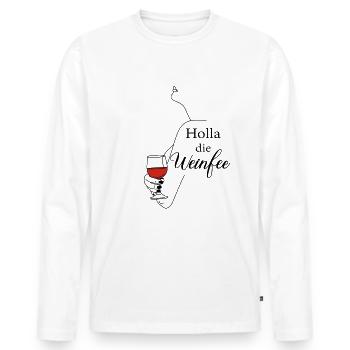 Weißwein Rotwein JGA Vino Wein - Holla die Weinfee - Männer Premium Bio Langarmshirt - Weiß - Vorne - Nico (187cm)
