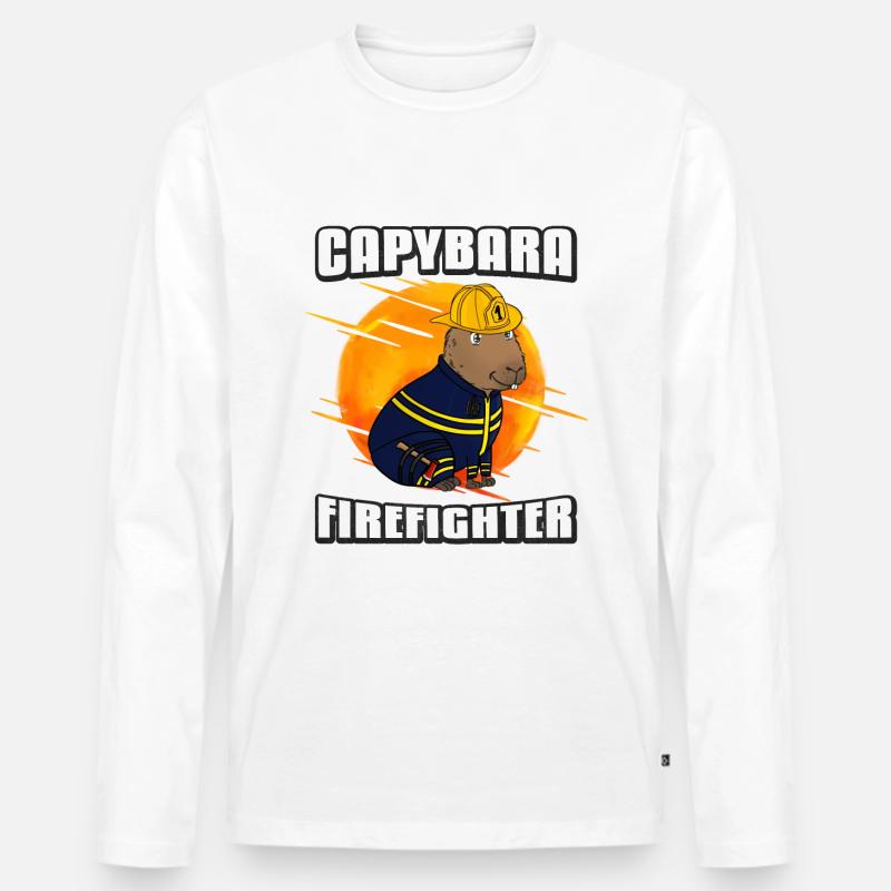 Feuerwehrmann Capybara - Männer Premium Bio Langarmshirt - undefined
