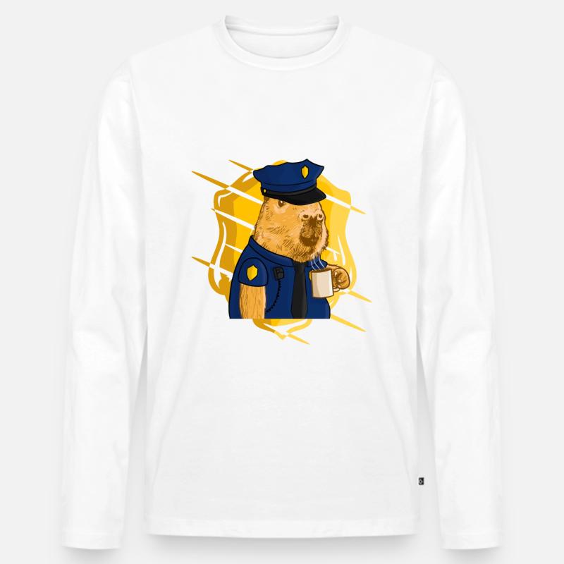 Capybara Polizei - Männer Premium Bio Langarmshirt - undefined