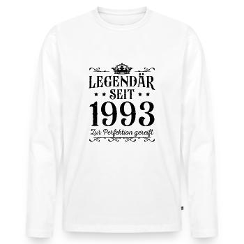 30. Geburtstag 1993 Jahrgang 30er - Männer Premium Bio Langarmshirt - Weiß - Vorne - Nico (187cm)