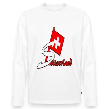 Switzerland Swiss Switzerland - Men's Premium Organic Long Sleeve Shirt - white - Front - Nico (187cm)