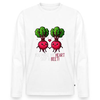 Du lässt mein Herz höher schlagen Rote Beete - Männer Premium Bio Langarmshirt - Weiß - Vorne - Nico (187cm)