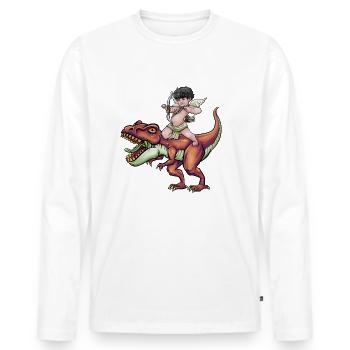 Cupid Armor T Rex Heart Valentinstag Cupid Rex - Männer Premium Bio Langarmshirt - Weiß - Vorne - Nico (187cm)