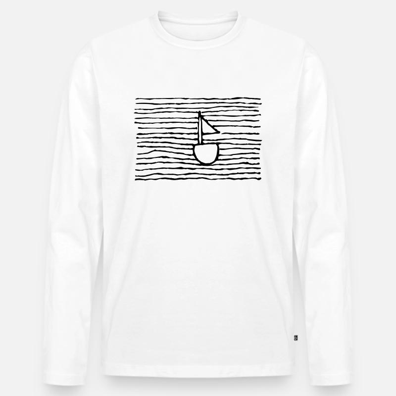 Boot im Meer - Männer Premium Bio Langarmshirt - Weiß
